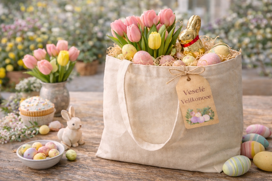 Látková taška místo velikonočního košíku